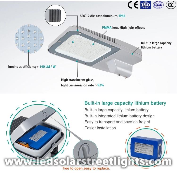 Detail of Solar street light with battery